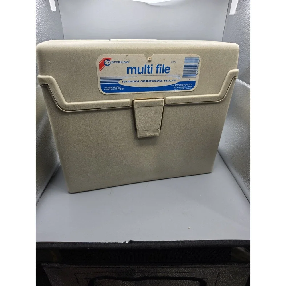 Vintage Sterling Plastics Multi File #274 Portable File Box Case Beige USA